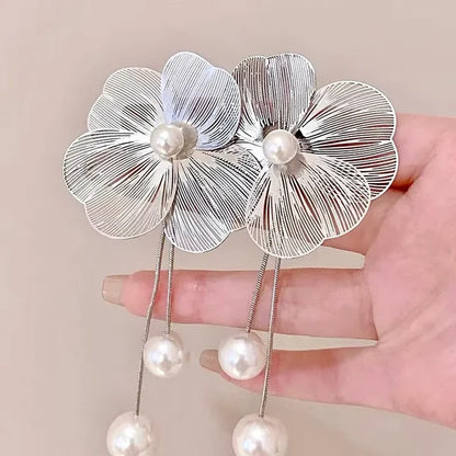 Wedding Jewelry - Floral Filigree Bridal Earrings with Pearls