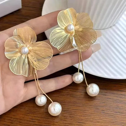Wedding Jewelry - Floral Filigree Bridal Earrings with Pearls