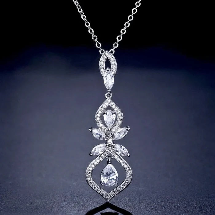 Wedding Jewelry - Silver Cubic Zirconia Bridal Jewelry Set