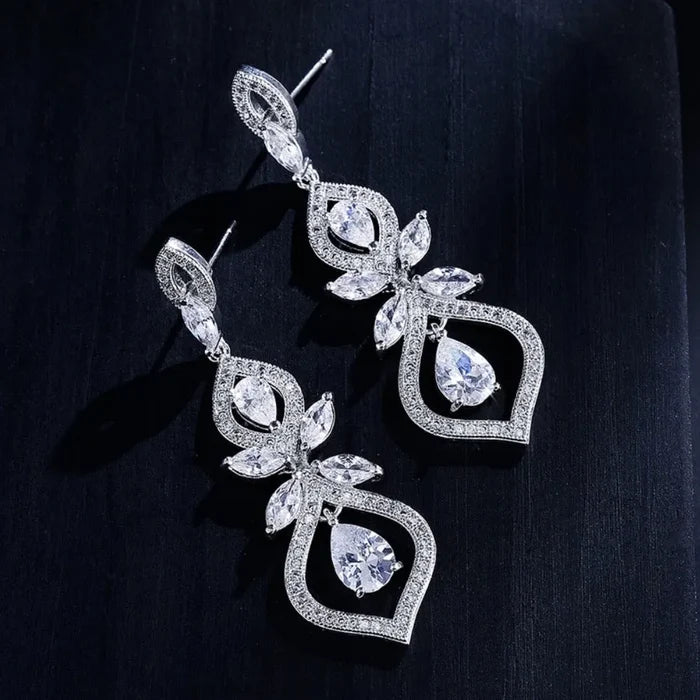 Wedding Jewelry - Silver Cubic Zirconia Bridal Jewelry Set