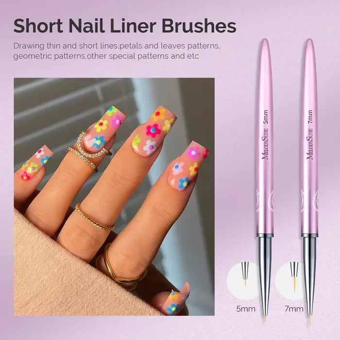 MelodySusie Nail Art Liner Brushes 5Pcs - Rose Gold