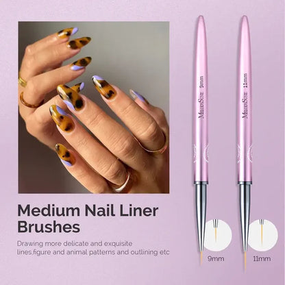 MelodySusie Nail Art Liner Brushes 5Pcs - Rose Gold