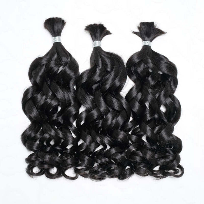 Member Sale|QVR French Curl Human Bulk Hair Extensions for Boho Knotless Braiding