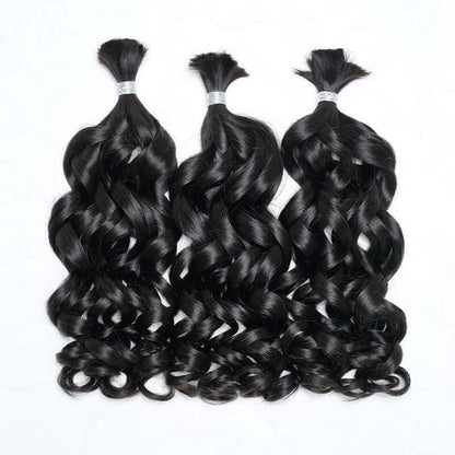 Member Sale|QVR French Curl Human Bulk Hair Extensions for Boho Knotless Braiding
