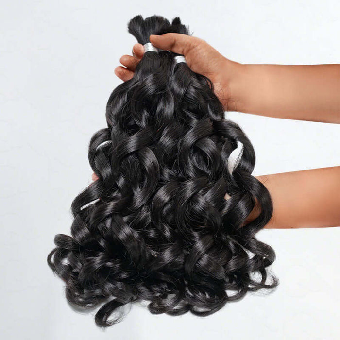 Member Sale|QVR French Curl Human Bulk Hair Extensions for Boho Knotless Braiding