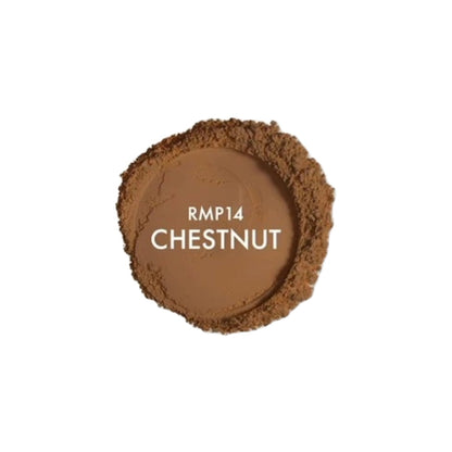 IVY BEAUTY by KISS mineral powder foundation RMP14 Chestnut shade loose powder swatch for medium deep skin tones