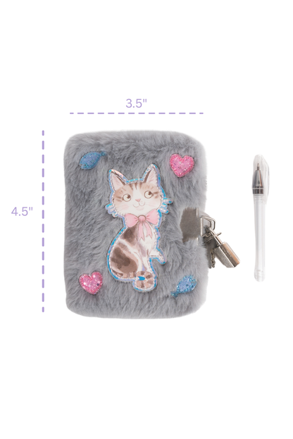Mini Furry Journal with Lock & Pen