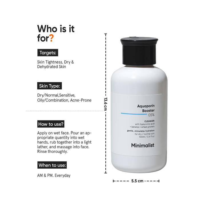 Minimalist Aquaporin Booster 05% Cleanser 100ml