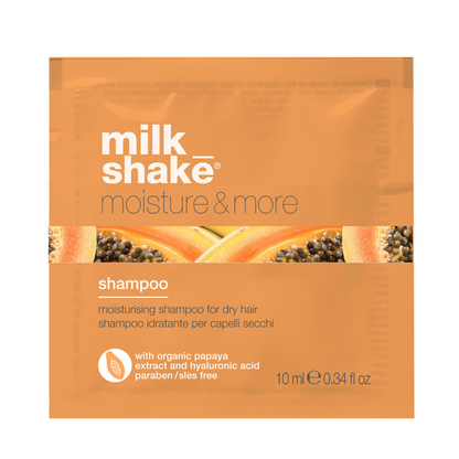 milk_shake  moisture & more shampoo sample pack on a white background