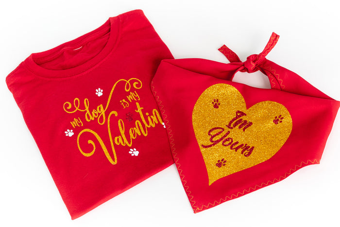 My Dog is My Valentine Red - T Shirt