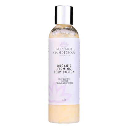 Organic firming body lotion with silky smooth 24-hour moisturizer for glowing skin