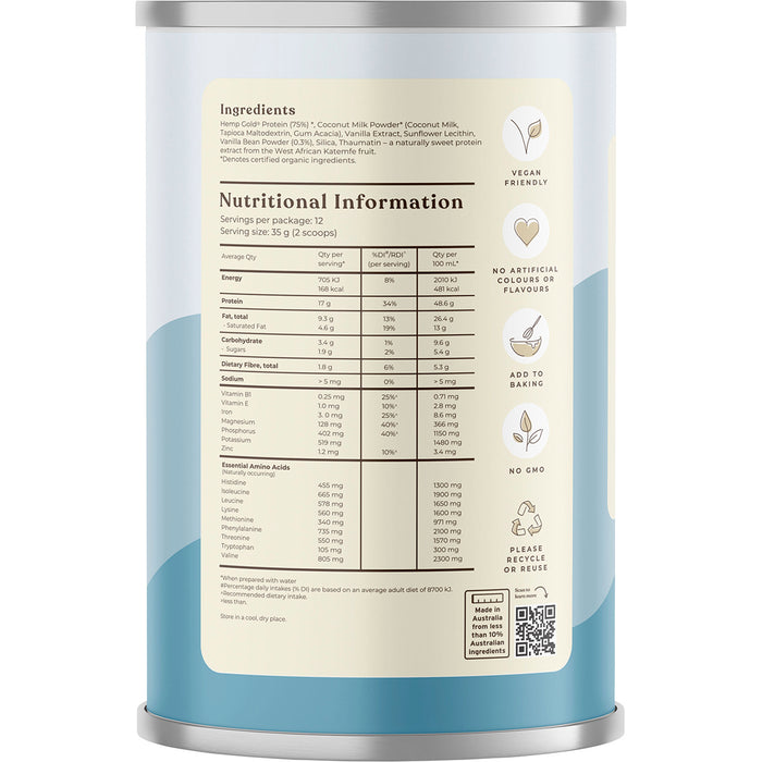 Organic Hemp Protein Powder Vanilla