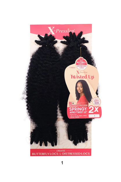 OUTRE X-PRESSION CROCHET BRAID TWISTED UP 2X SPRINGY AFRO TWIST 12" OUTRE