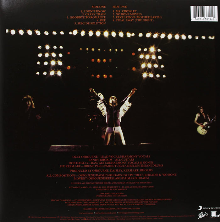 Ozzy Osbourne Blizzard Of Ozz Black Vinyl