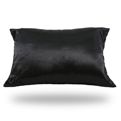 A purple Perfect Locks Satin-Silk Pillowcase rests against a white background, appearing to float—ideal for protecting hair and reducing friction.