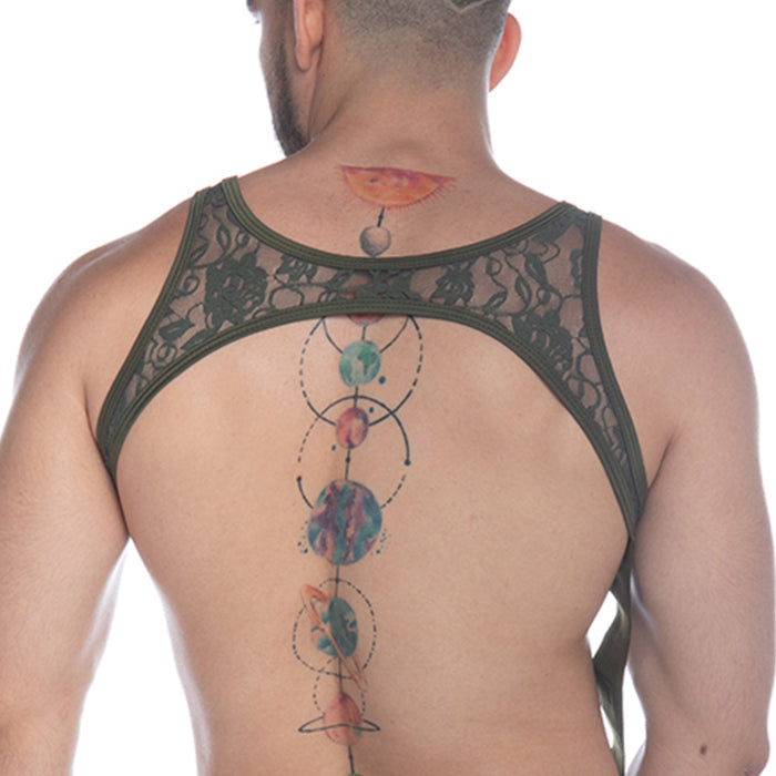 Picot Green Harness vista posterior de Gigo Underwear
