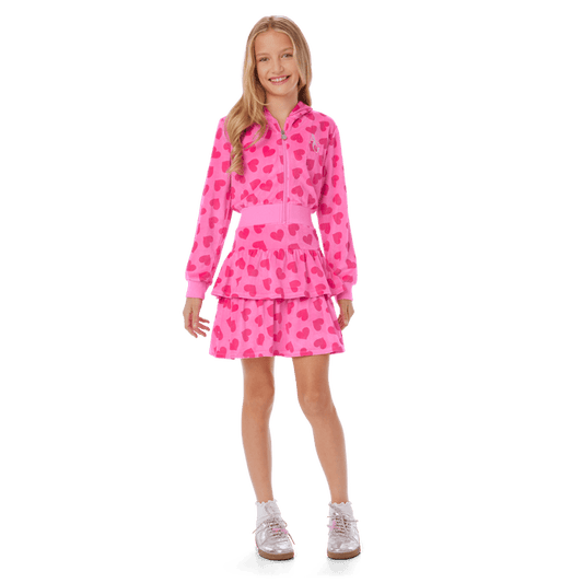 Pink Hearts Hoodie Dress for Girls
