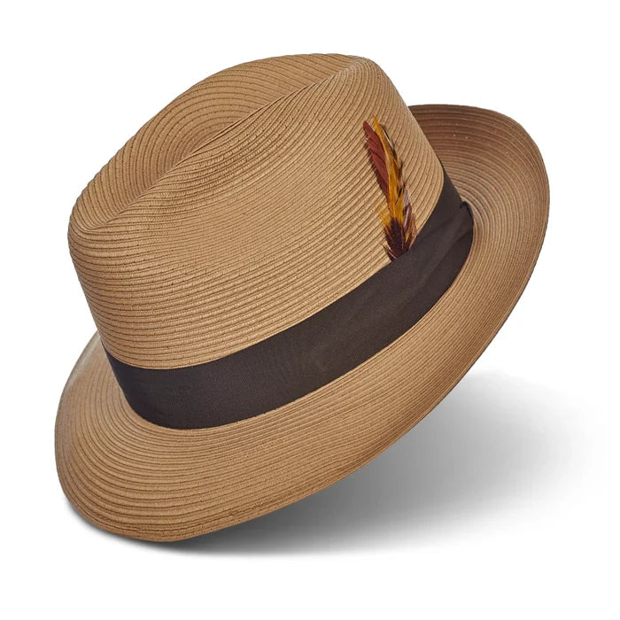 Pinzano Tan Pinched Milan Straw Hat
