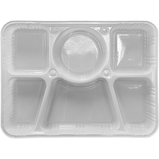 Plastic 6-Compartment Serving Thali Trays