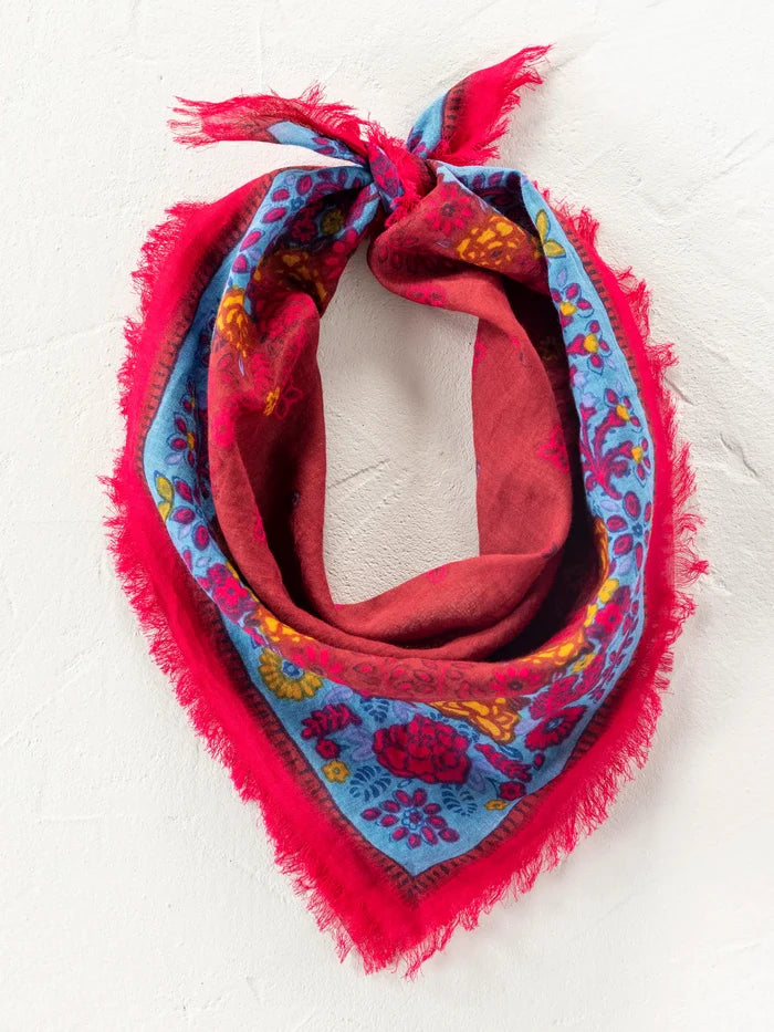 Printed Cotton Bandana - Burgundy Spring-view 2