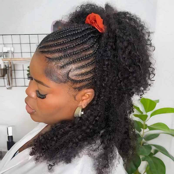 QVR 1 Pack Afro Kinky Curly Feather Crochet Human Hair Extension