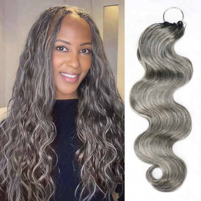salt pepper colored body wave human hair crochet braids