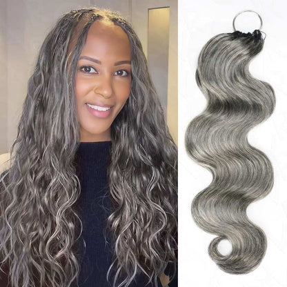 salt pepper colored body wave human hair crochet braids
