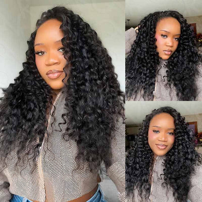 QVR 1 Pack Deep Wave Feather Crochet Human Hair Extension