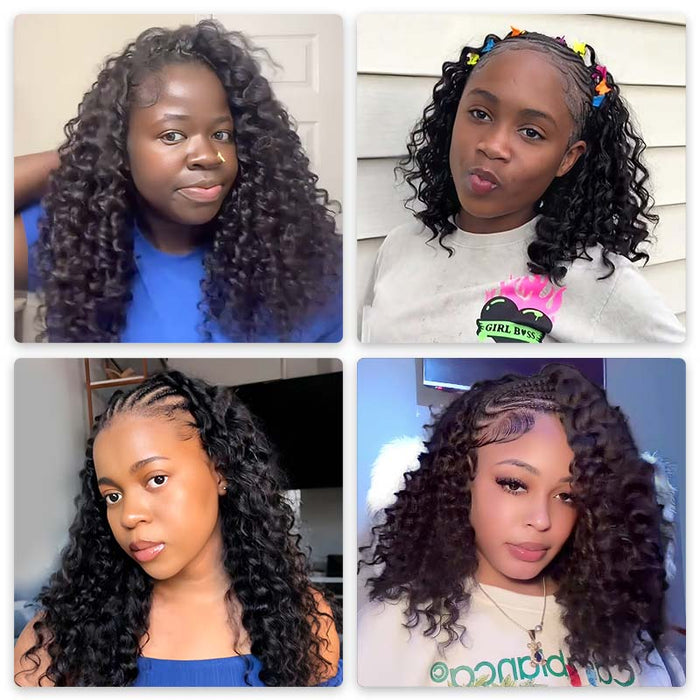 QVR 1 Pack Deep Wave Feather Crochet Human Hair Extension
