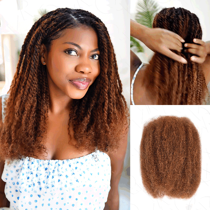 QVR 1 Pack Mixed Color #4/30 Afro Kinky Bulk Human Hair