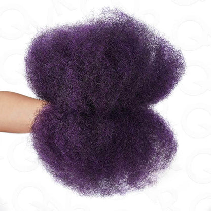qvr afro kinky bulk human hair extensions dark purple color