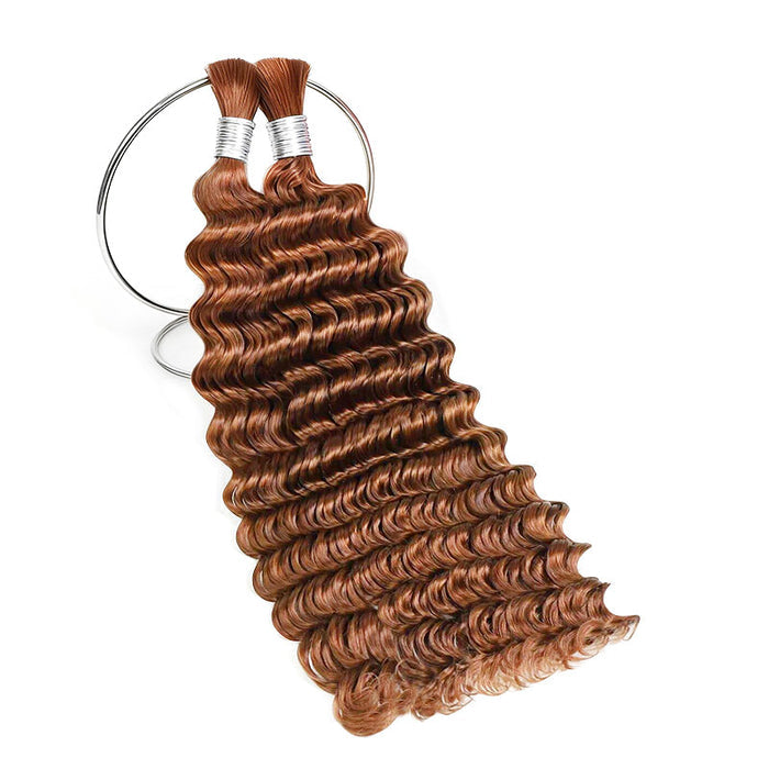 qvr auburn brown colored bulk braiding hair, human hair bundles