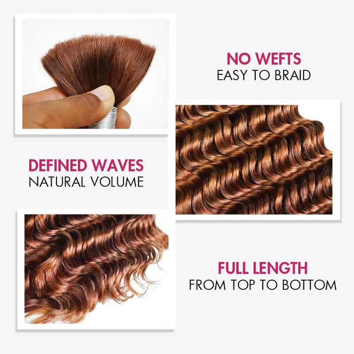 qvr curly human bulk hair auburn brown colored for bobo braids