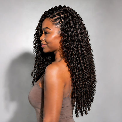QVR Burmese Curly Feather Crochet Human Hair Dark Brown Machine Made Crochet Weave Hair Extensions