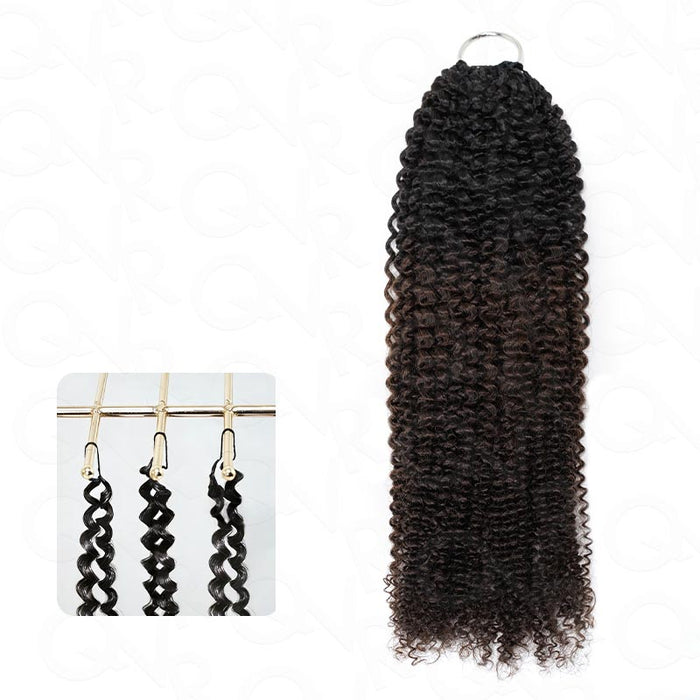 QVR Ombre Brown #T1B/4 Feather Crochet Human Hair Afro Kinky Curly Crochet Weave Extensions