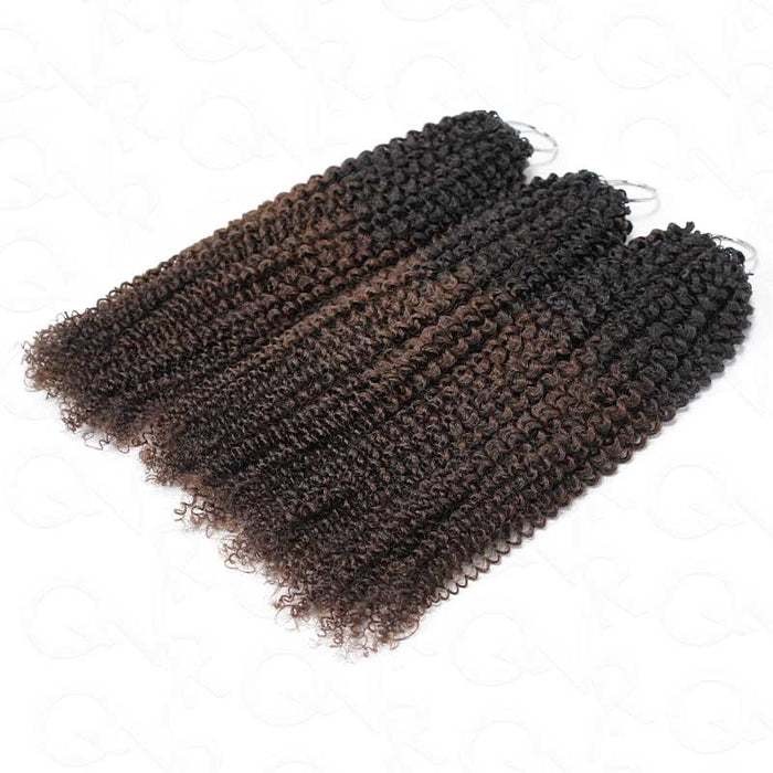 QVR Ombre Brown #T1B/4 Feather Crochet Human Hair Afro Kinky Curly Crochet Weave Extensions