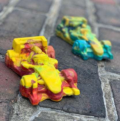 Race Car Crayon Gift - IndyCar Gift for racing fans, rainbow crayon shaped like a race car from Art 2 the Extreme