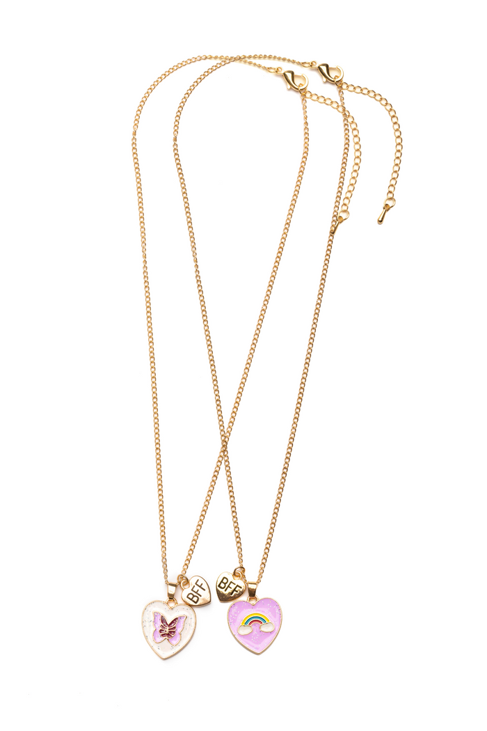 Rainbow Butterfly BFF Necklaces, 2pcs Assorted