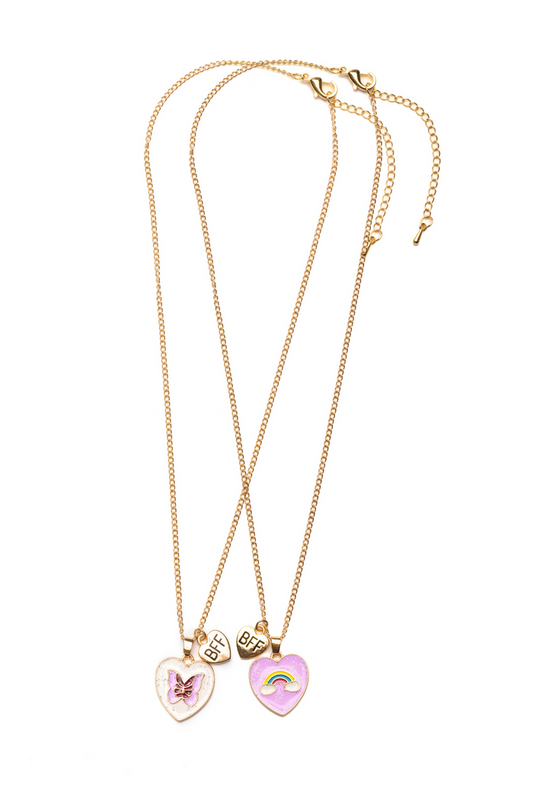 Rainbow Butterfly BFF Necklaces, 2pcs Assorted