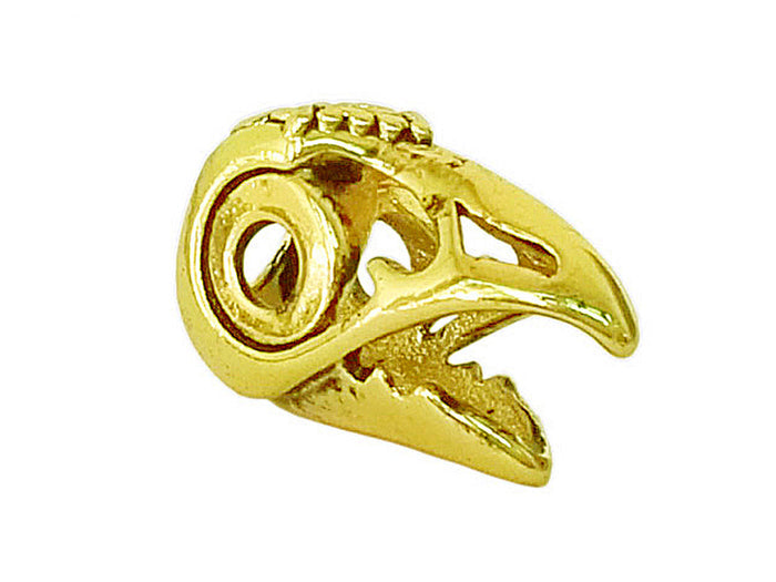 Raven's Skull Hair Bead - Gold Finish Viking Gothic Accessory front view