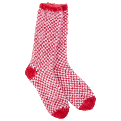 Red Check Feather Crew Socks