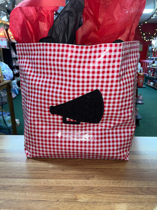 Red Gingham W Megaphone Oilcloth Bag