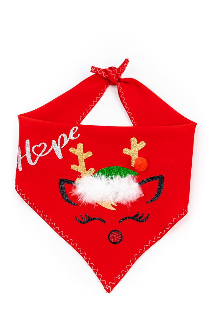 Reindeer Red Xmas Pet Bandana with Tutu