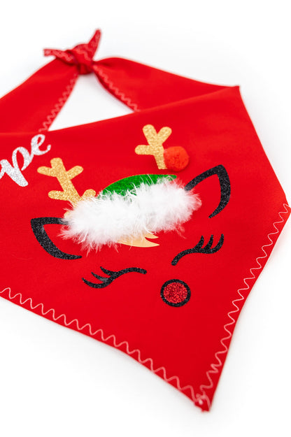 Reindeer Red Xmas Pet Bandana with Tutu