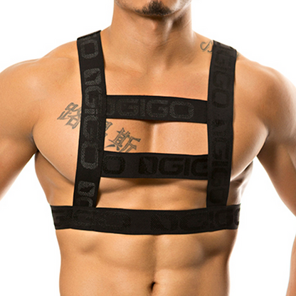 Resistless Black Harness vista posterior de Gigo Underwear