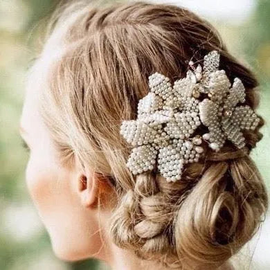 Wedding Hair Accessories - Gold Pearl Bridal Hair Comb