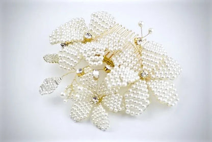 Wedding Hair Accessories - Gold Pearl Bridal Hair Comb