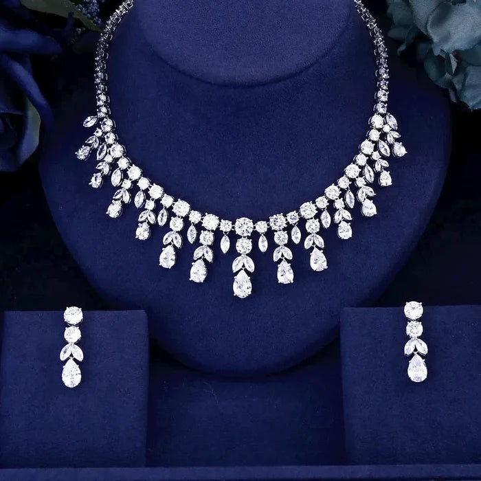 Wedding Jewelry - Silver Cubic Zirconia Bridal Jewelry Set