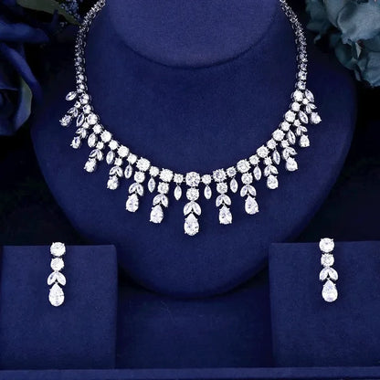 Wedding Jewelry - Silver Cubic Zirconia Bridal Jewelry Set