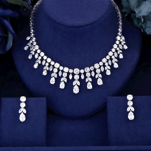 Wedding Jewelry - Silver Cubic Zirconia Bridal Jewelry Set